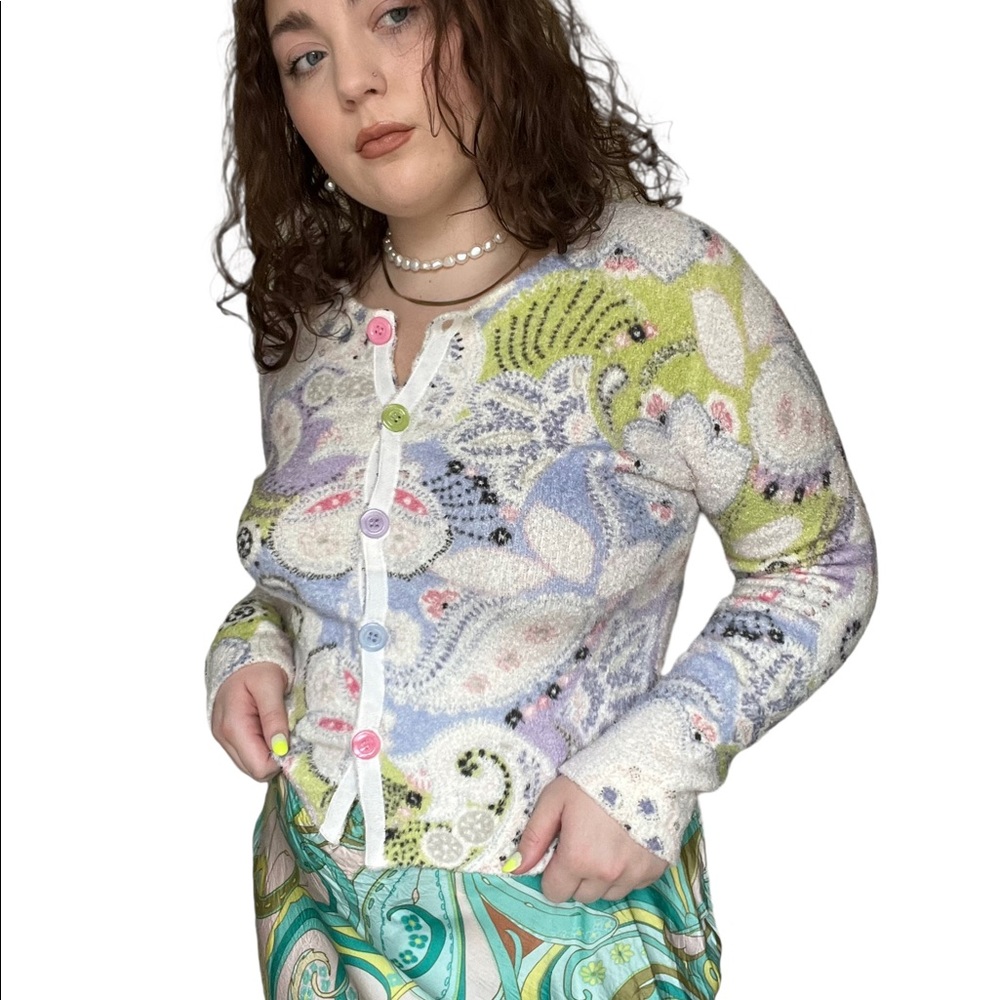 y2k gorgeous cozy printed cardigan